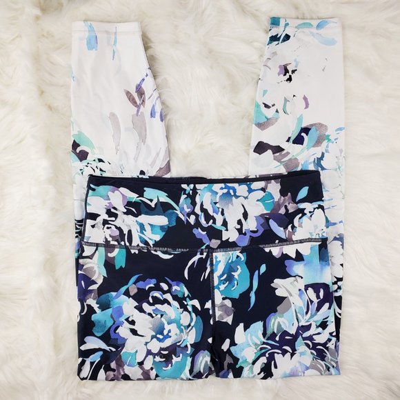NWOT Athleta Blue Elation Blossom 7/8 Leggings - Picture 2 of 7